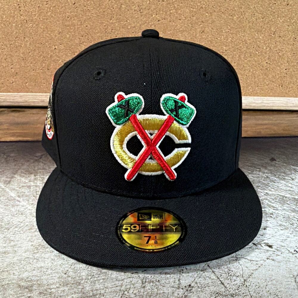 Exclusive New Era 59FIFTY Chicago Blackhawks GiTD Fitted Hat Black/Green 7 1/8